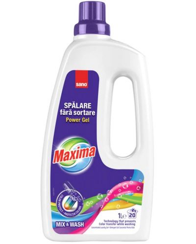 Концентриран гел за пране Sano - Maxima Mix & Wash, 20 пранета, 1 L - 1
