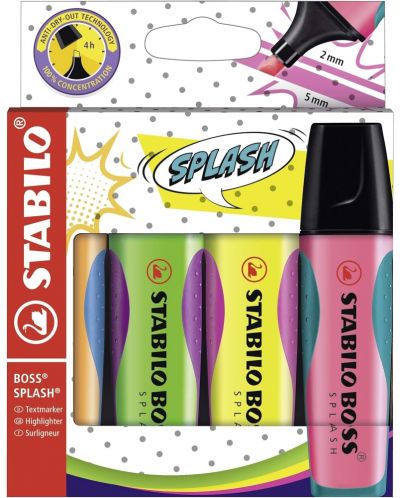 Комплект текст маркери Stabilo Boss Splash - 4 цвята - 1
