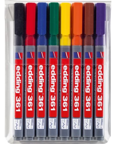 Комплект маркери за бяла дъска Edding 361 - 8 цвята - 1