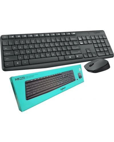 Комплект клавиатура и мишка Logitech - MK235, безжичен, сив - 3