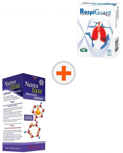 Комплект Nanotuss Сироп за кашлица, ABC Pharma, 150 ml + Respiguard, 10 капсули, Nobel - 1