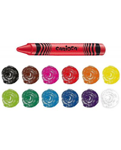 Комплект измиваеми пастели Carioca - Wax crayons, 12 цвята - 2