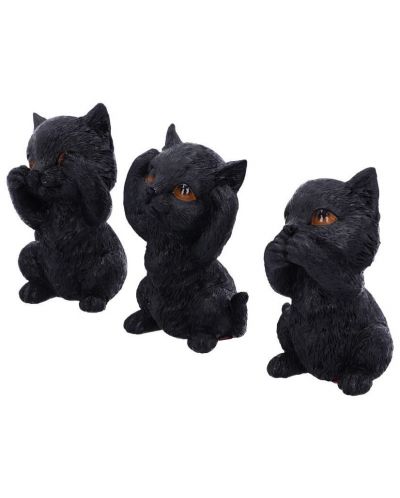 Комплект статуетки Nemesis Now Adult: Humor - Three Wise Kitties, 8 cm - 2