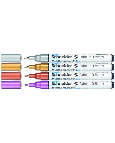 Комплект металически маркери Schneider Paint-It - 010, 0.8 mm, 4 цвята - 1