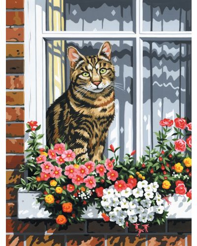 Комплект за рисуване върху платно Royal - Котка на прозорец, 23 х 30 cm - 1