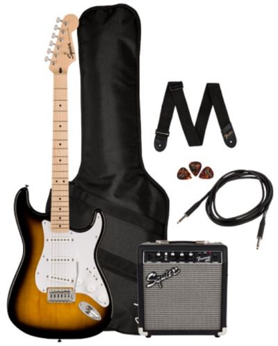 Комплект Fender - Squier Sonic Stratocaster Pack MN 2TS, кафяв - 1