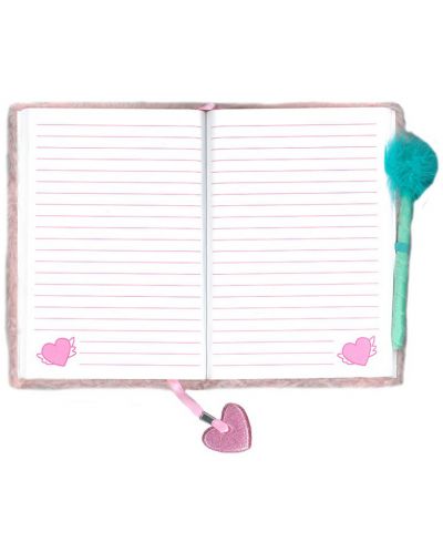 Комплект плюшен дневник с химикалка с пух Paso Unicorn - A5, с ластик - 2