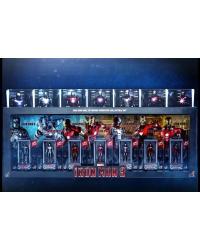 Комплект фигури Hot Toys Marvel: Iron Man - Hall of Armor, 7 бр. - 2