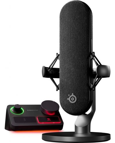 Комплект микрофон и миксер SteelSeries - Alias Pro, черен - 1