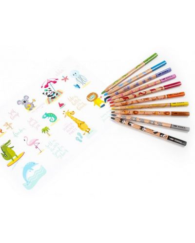 Комплект цветни моливи Kidea - Jumbo Safari, 10 цвята - 4