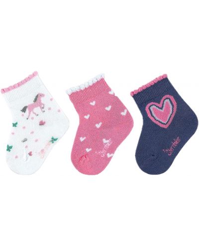 Комплект детски чорапи Sterntaler - Сърца, 13/14 размер, 0-4 м, 3 чифта - 1