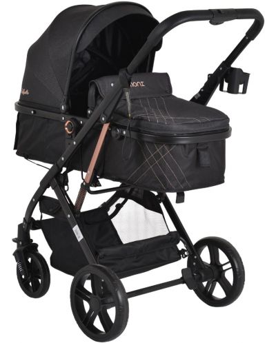 Комбинирана бебешка количка Moni - Raffaello, черна - 6