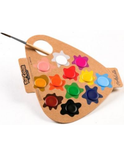 Комплект водни бои Toy Color - 12 цвята, с палитра - 1