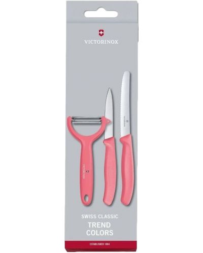 Комплект от 2 ножа и белачка Victorinox - Swiss Classic, Trend Colors, розови - 1