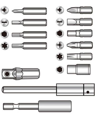 Комплект отвертка с тресчотка и битове TOTAL - 55 части - 2