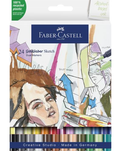 Комплект маркери Faber-Castell Goldfaber Sketch - 24 цвята - 1