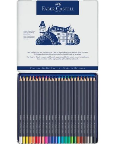 Комплект цветни моливи Faber-Castell Goldfaber - 24 цвята, в метална кутия - 2