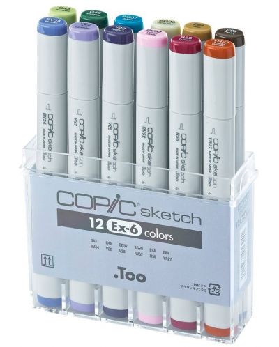 Комплект маркери Too Copic Sketch - EX-6, 12 цвята - 1