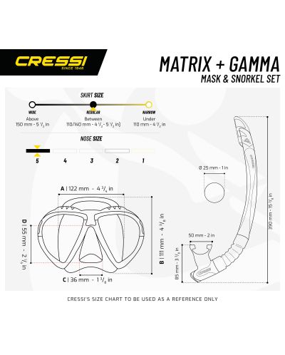 Комплект маска за гмуркане с шнорхел Cressi - Matrix + Gamma Combo, черен - 4