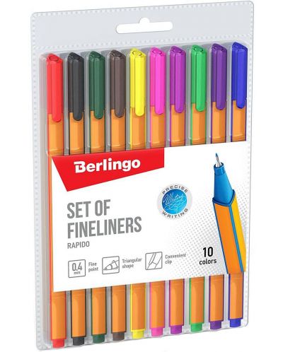 Комплект тънкописци Berlingo Rapido - 0.4 mm, 10 цвята - 1