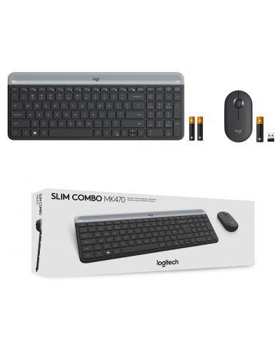 Комплект мишка и клавиатура Logitech - Combo MK470, безжичен, сив - 3