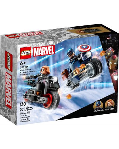 Конструктор LEGO Marvel Super Heroes - Мотоциклетите на Капитан Америка и Черната вдовица (76260) - 1