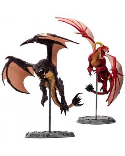 Комплект екшън фигури McFarlane Games: World of Warcraft - Red Highland & Black Proto-Drake, 28 cm - 1