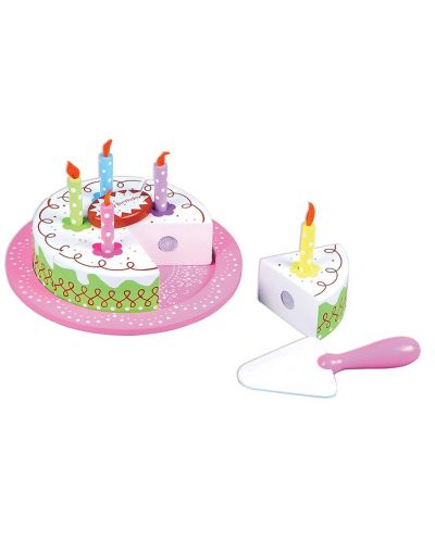 Игрален комплект Lelin - Дървена сметанова торта за рожден ден - 1