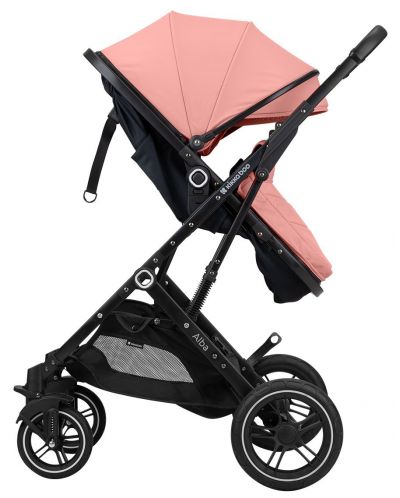 Комбинирана бебешка количка 3 в 1 KikkaBoo - Alba, с трансформираща седалка, розова - 4