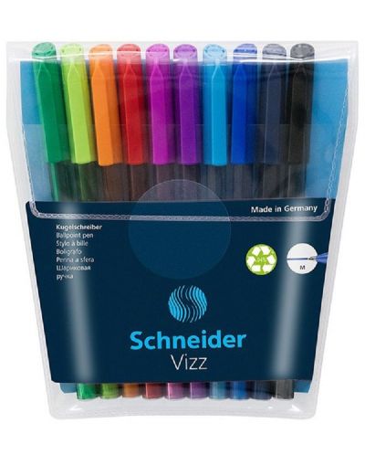 Комплект химикалки Schneider Vizz M - Блистер, 10 цвята - 1