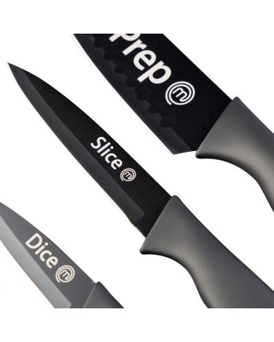 Комплект ножове MasterChef - 3 броя, стомана, PP-TPR, черен - 2