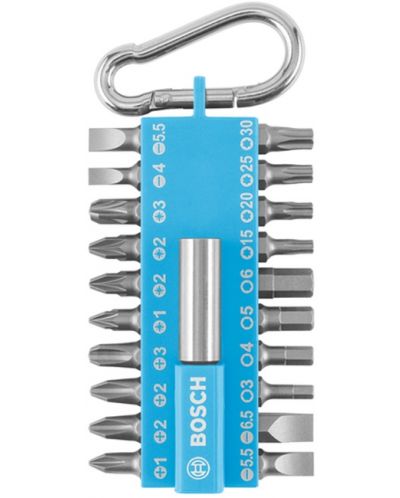 Комплект битове с карабинер Bosch - 21 части, светлосин - 1