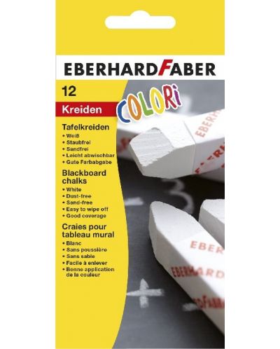 Комплект тебешири Eberhard Faber - 12 броя, бели - 1