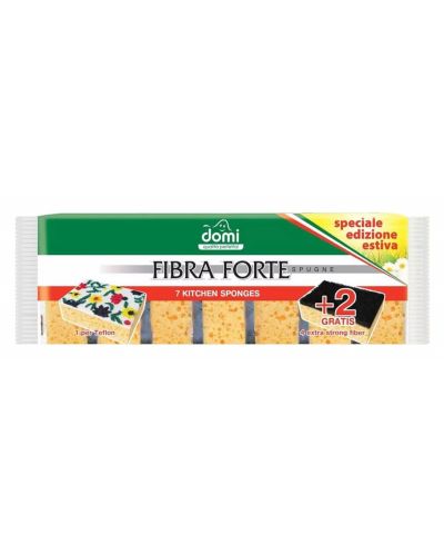 Комплект кухнески гъби Domi - Fibra Forte, 5 броя, жълти - 1