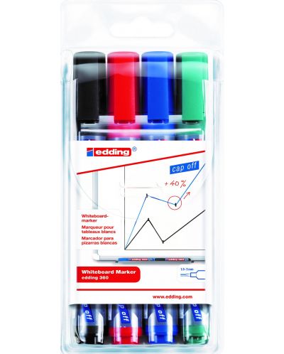 Комплет маркери за бяла дъска Edding 360 - 4 цвята - 1