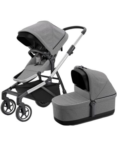 Комбинирана бебешка количка 2 в 1 Thule - Sleek, Grey Melange Aluminum - 1