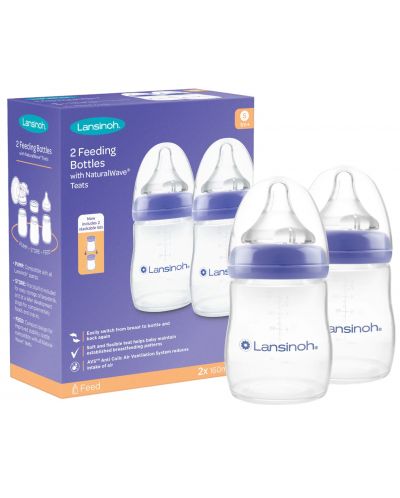 Комплект шишета Lansinoh - Slow flow, 160 ml, 2 броя - 1