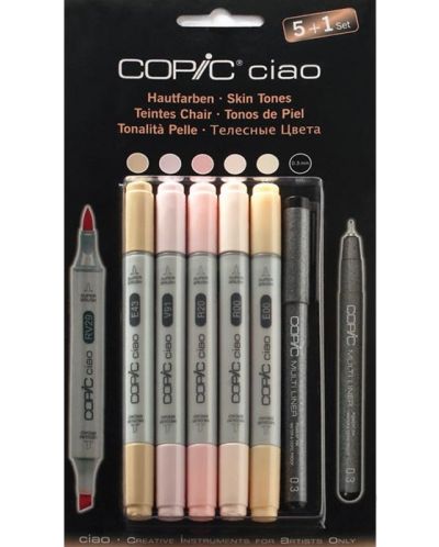 Комплект маркери Copic Ciao – Телесни цветове, 5+1 - 1