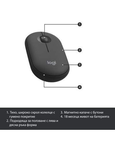 Комплект мишка и клавиатура Logitech - Combo MK470, безжичен, сив - 9