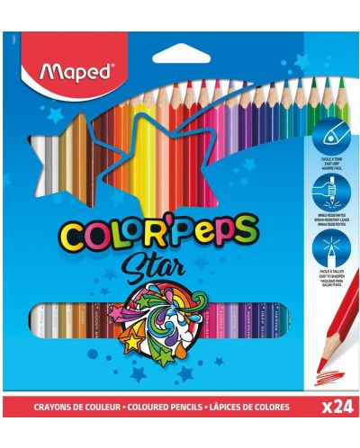 Комплект цветни моливи Maped Color Peps - Star, 24 цвята - 1