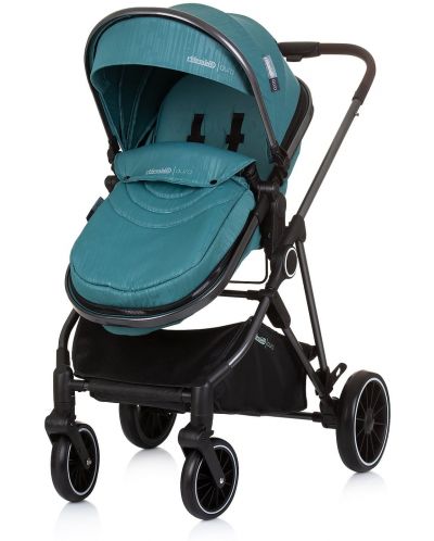 Комбинирана бебешка количка Chipolino - Аура, синьо-зелена - 4