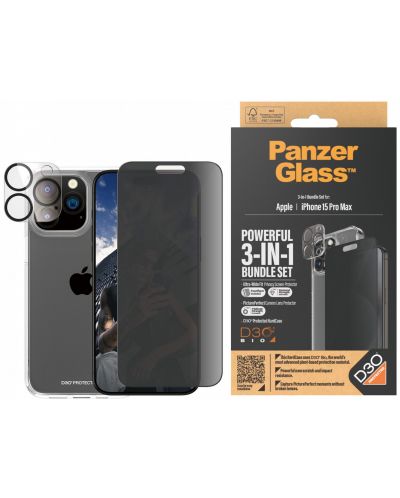 Калъф и протектори PanzerGlass - UWF Privacy, iPhone 15 Pro Max - 1