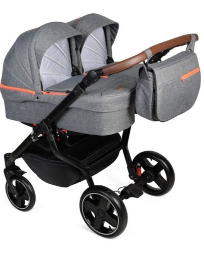 Комбинирана количка за близнаци 3в1 Dorjan - Quick Twin, светлосива
