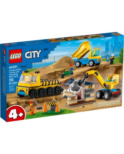 Конструктор LEGO City - Строителна площадка с камиони (60391) - 1