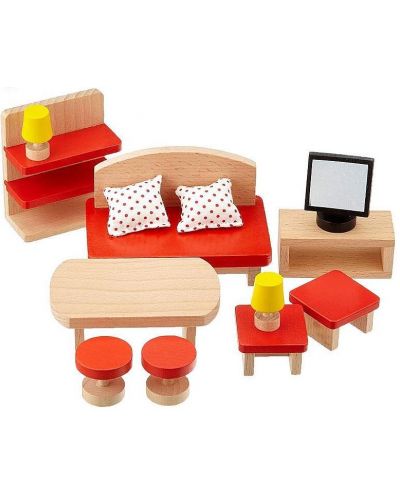  Комплект дървени мини мебели Goki - Обзавеждане за дневна - 1