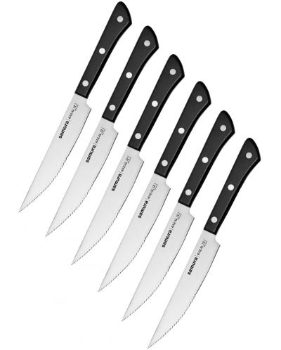 Комплект от 6 ножа за месо Samura - Harakiri, черна дръжка - 1