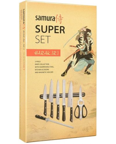 Комплект от 5 ножа Samura - Harakiri, черна дръжка - 3