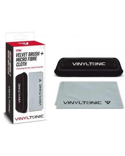 Комплект за почистване Vinyl Tonic - Cloth & Brush Set, сив/черен - 2