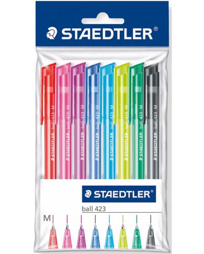 Комплект химикалки Staedtler 423 - 8 броя, цветни - 1