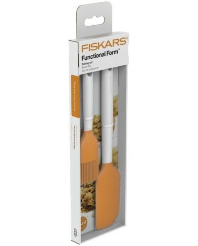 Комплект шпатула и четка Fiskars - Functional Form, оранжево и бяло - 4